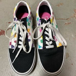 Rainbow checkered Vans